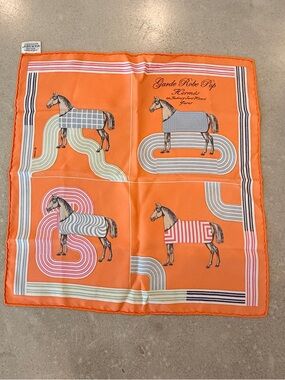 Hermes Garden Rope Pop Detail Scarf 45 Super Rare color! Apricot